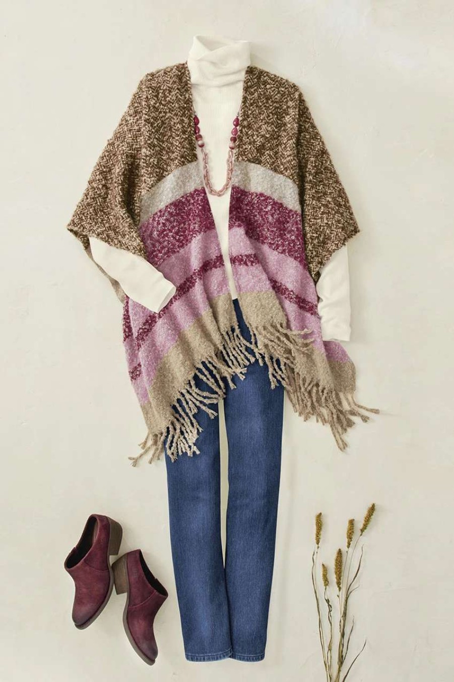 Accessories & Home * | Terra Rose Ruana Tan Multi